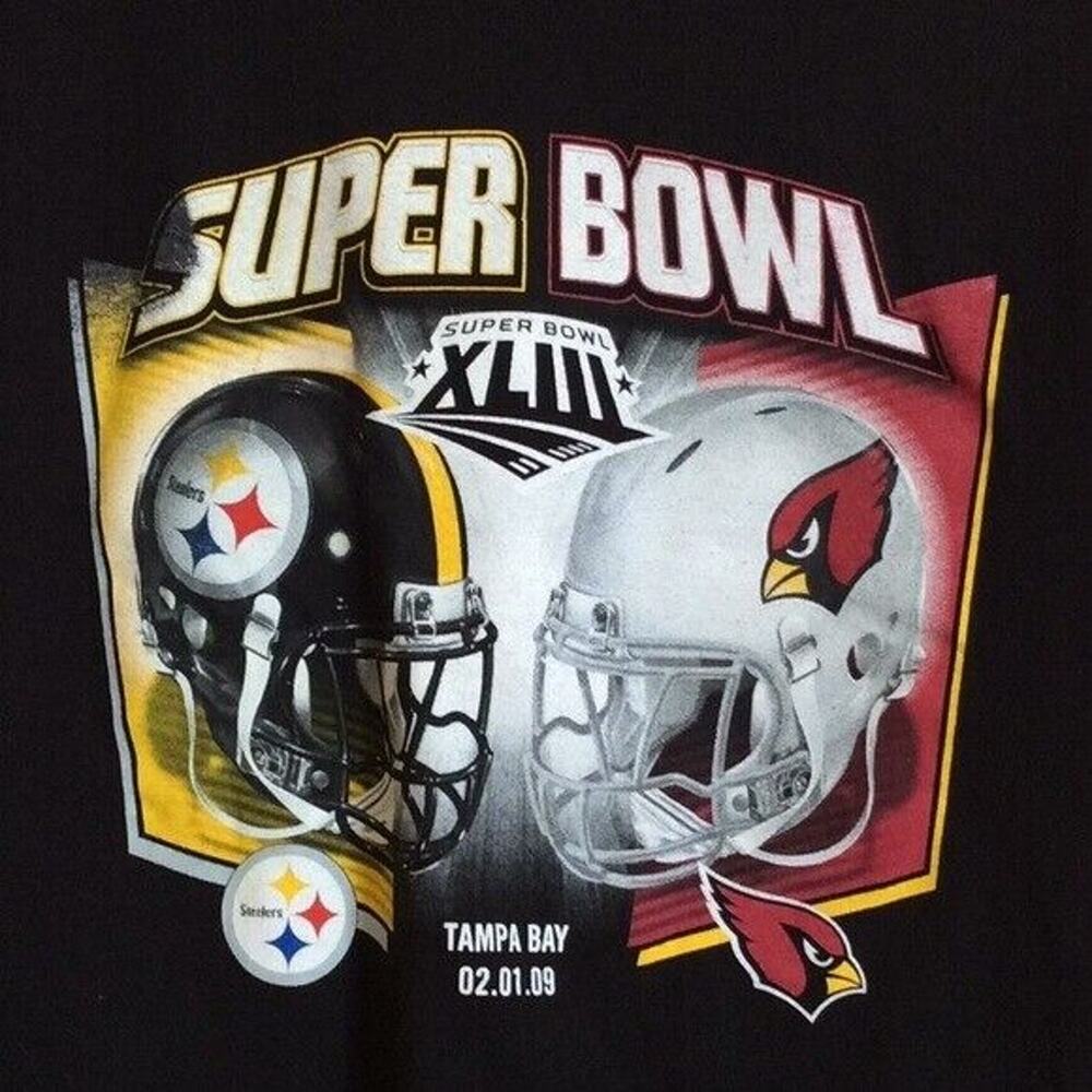 Reebok 2009 Super Bowl XLIII Pittsburg Steelers vs AZ cardinals Football T Shirt
